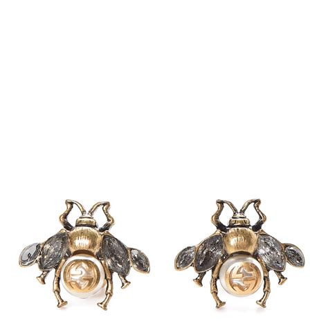 gucci bee pearl earrings